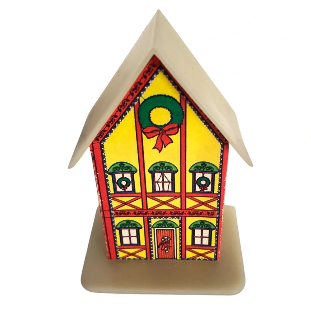 VINTAGE 70s Lot of 5 Alpine Village Houses Plastic Light Covers Christmas Xmas